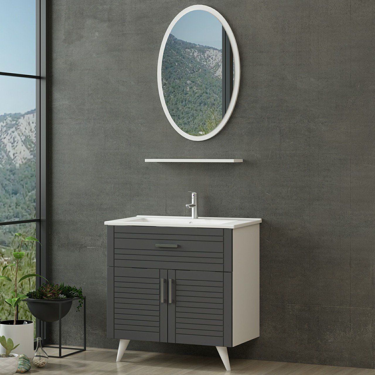 Minar Bathroom Cabinet 100Cm Ay2K1Ç+1Ea1R+Etj White