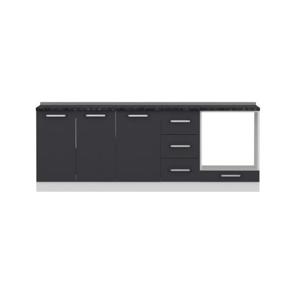 Minar 225 Cm White Kitchen Cabinet Anthracite 225-A3-Sub Module