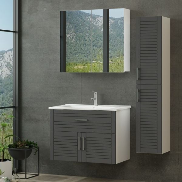 Minar Bathroom Cabinet 100Cm As2K1Ç+2K2A+Etj+Length White