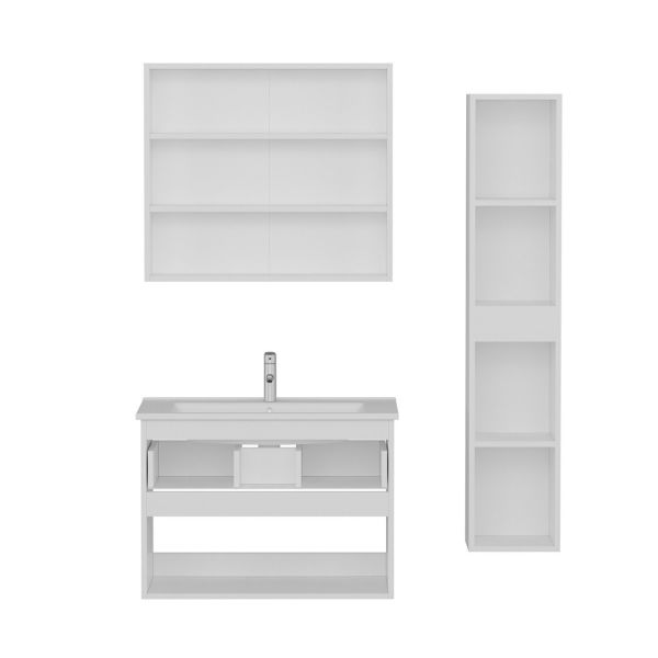 Minar Bathroom Cabinet 100Cm As2K1Ç+2K2A+Etj+Length White