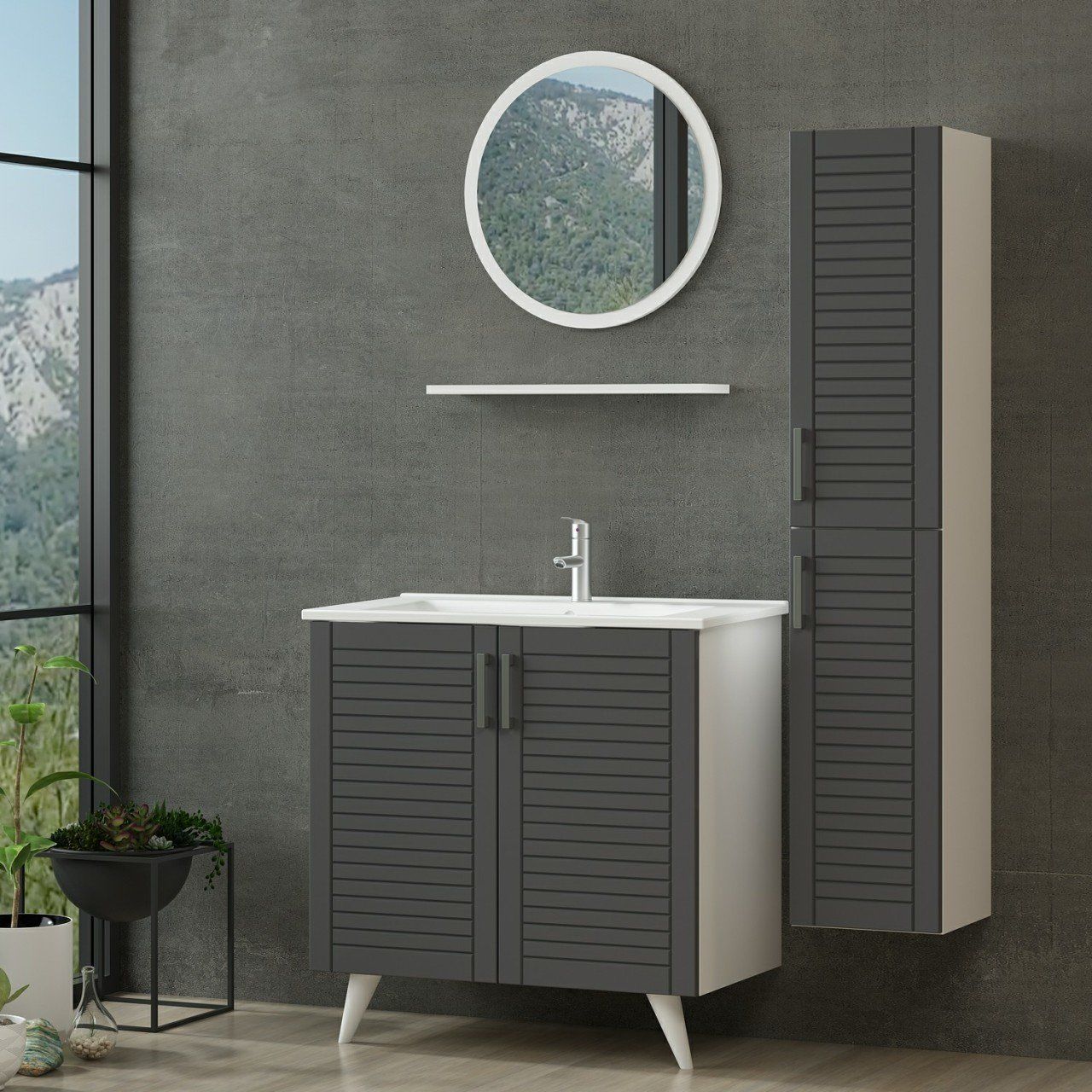 Minar Bathroom Cabinet 100Cm Ay2K+1Ya1R+Etj+Length White