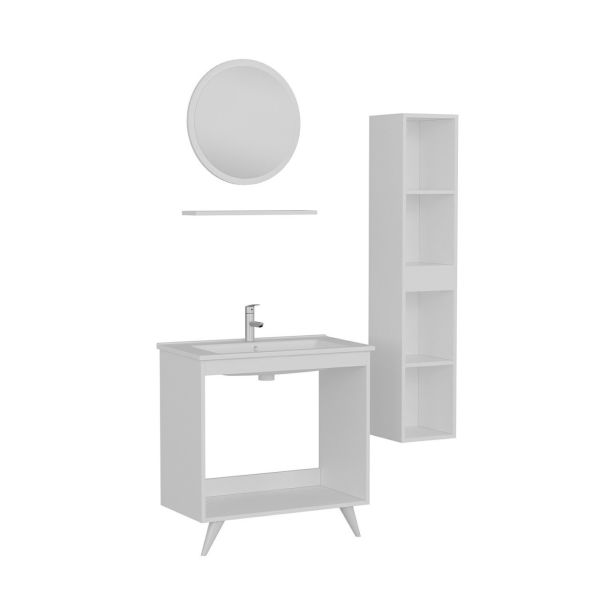 Minar Bathroom Cabinet 100Cm Ay2K+1Ya1R+Etj+Length White