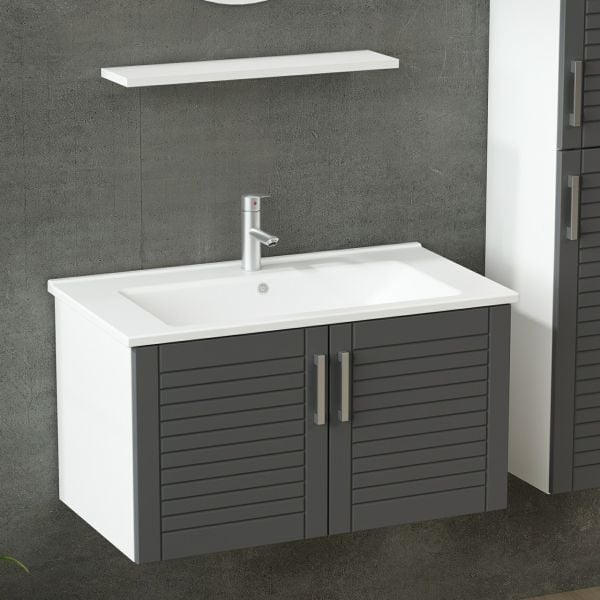 Minar Bathroom Cabinet 100Cm As2K+1Ya1R+Etj+Length White