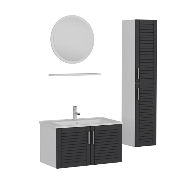 Minar Bathroom Cabinet 100Cm As2K+1Ya1R+Etj+Length White