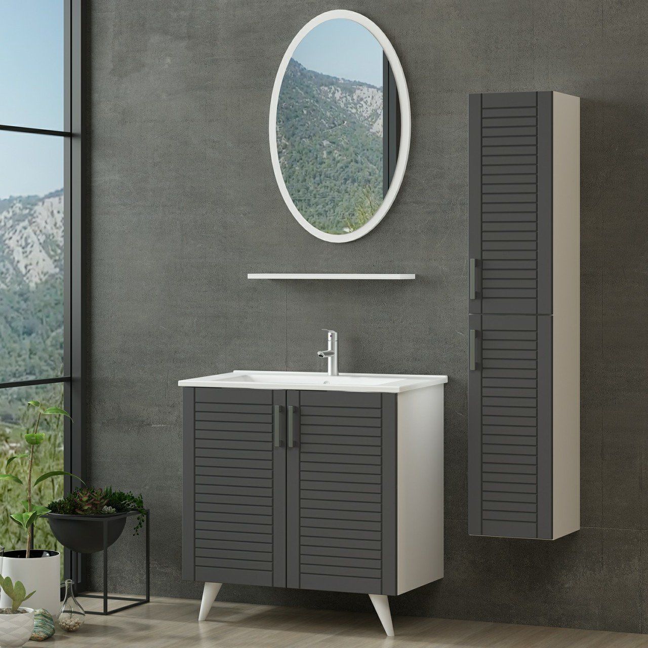 Minar Bathroom Cabinet 100Cm Ay2K+1Ea1R+Etj+Length White