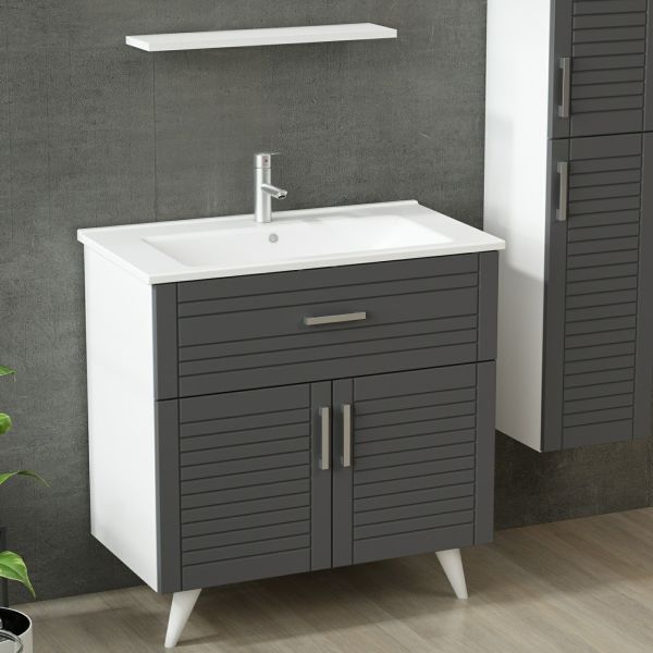 Minar Bathroom Cabinet 100Cm Ay2K1Ç+1Ya1R+Etj+Length White