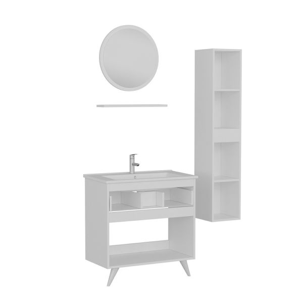 Minar Bathroom Cabinet 100Cm Ay2K1Ç+1Ya1R+Etj+Length White