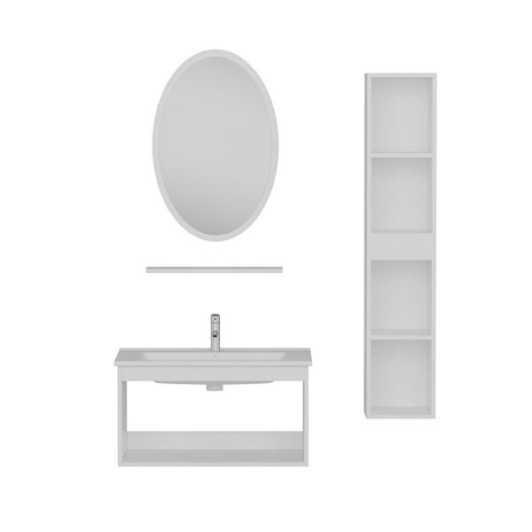 Minar Bathroom Cabinet 100Cm As2K+1Ea1R+Etj+Length White