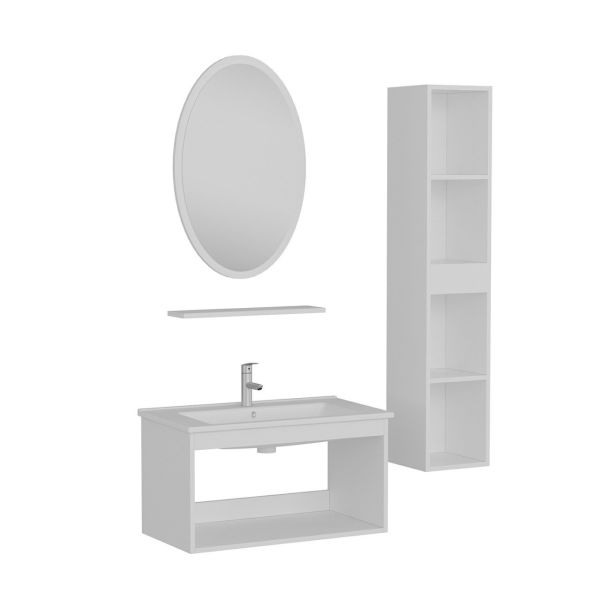 Minar Bathroom Cabinet 100Cm As2K+1Ea1R+Etj+Length White