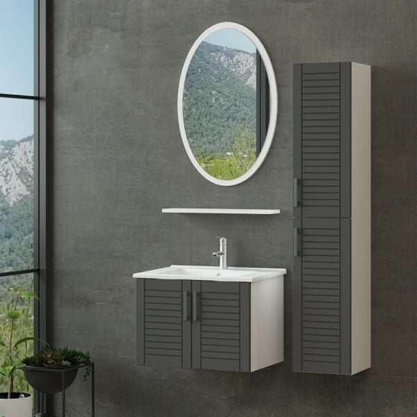 Minar Bathroom Cabinet 65Cm As2K+1Ea1R+Etj+Length White