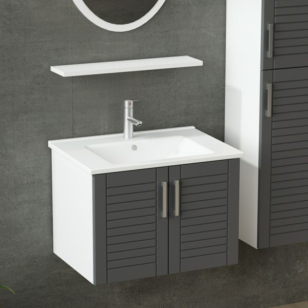 Minar Bathroom Cabinet 65Cm As2K+1Ea1R+Etj+Length White