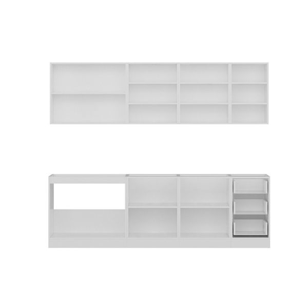 Minar 255 Cm White Kitchen Cabinet 255-B2
