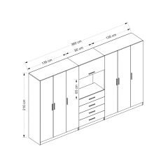 Minar Kale210 6 Doors 4 Drawers Tv Module Cabinet White