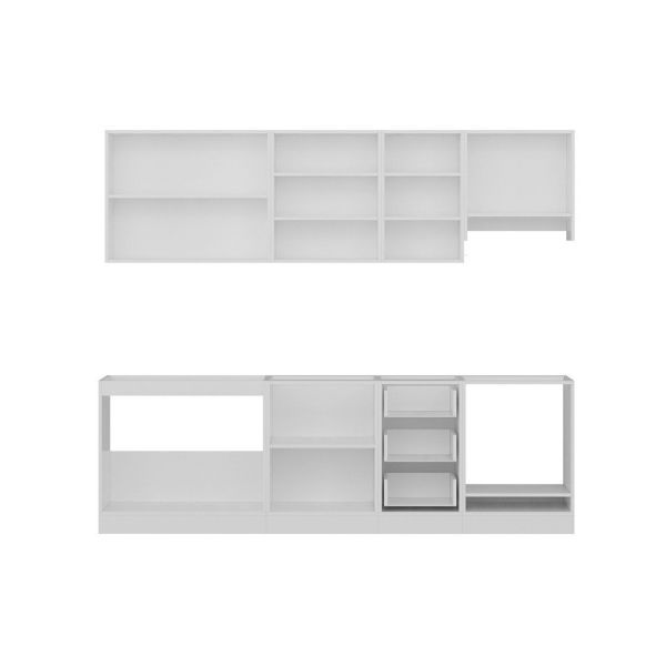Minar 255 Cm White Kitchen Cabinet 255-B8