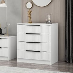 Kale Dresser 4 Drawers Striped Membrane White