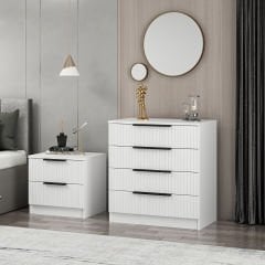 Kale Dresser 4 Drawers Striped Membrane White