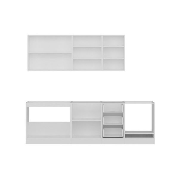 Minar 255 Cm White Kitchen Cabinet Anthracite 255-A6