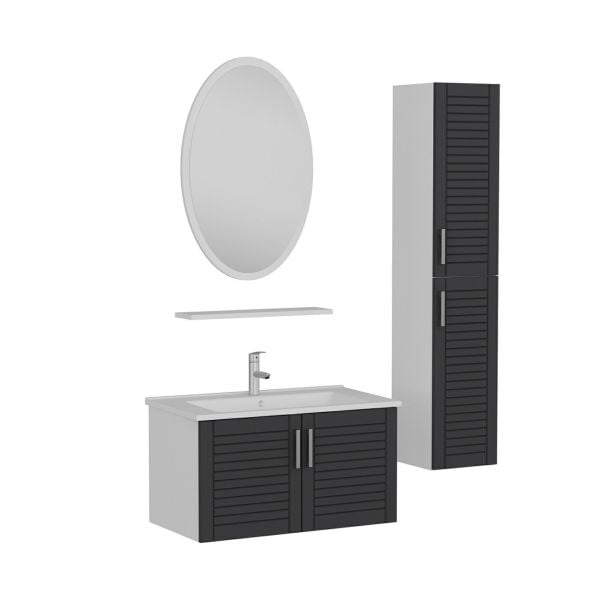 Minar Bathroom Cabinet 85Cm As2K+1Ea1R+Etj+Length White