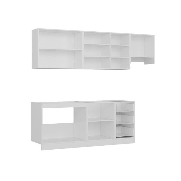 Minar 255 Cm White Kitchen Cabinet Anthracite 255-A7