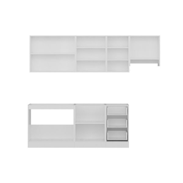 Minar 255 Cm White Kitchen Cabinet Anthracite 255-A7