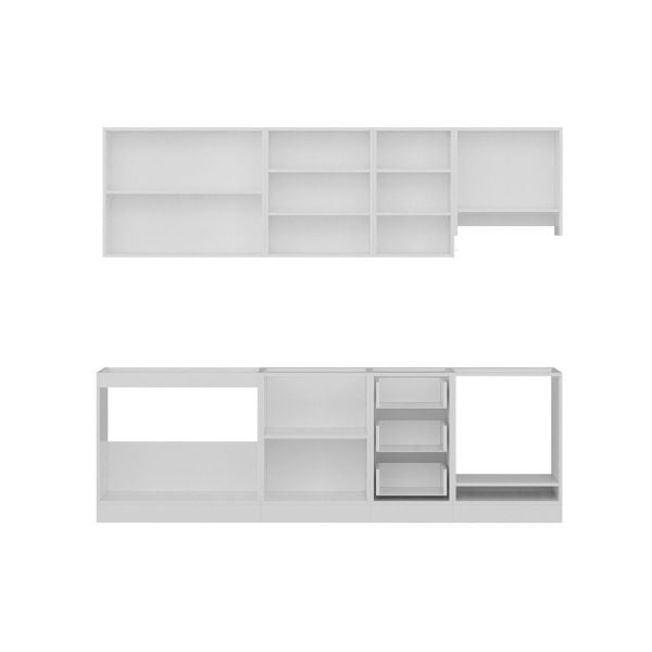 Minar 255 Cm White Kitchen Cabinet Anthracite 255-A8