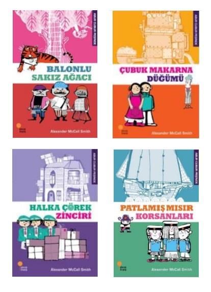 Abur Cubur Peşinde Set 4 Kitap (Çubuk Makarna Düğümü + Balonlu Sakız Ağacı + Halka Çörek Zinciri + Patlamış Mısır Korsanları)