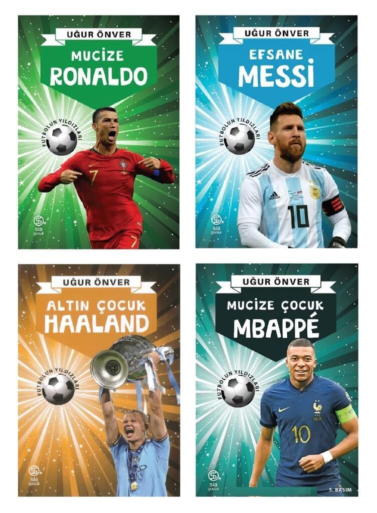 Mucize Futbolcular 4 Kitap Set (Efsane Messi - Mucize Ronaldo - Altın Çocuk Haaland - Mucize Çocuk Mbappe)