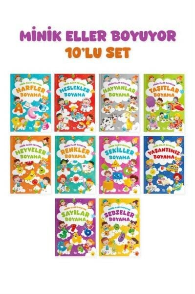 Minik Eller Boyuyor Örnek Resimli Boyama Kitabı 10 Kitap