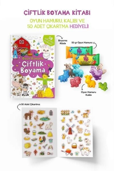 Çiftlik Boyama Kitabı Oyun Hamurlu (3 Yaş+)