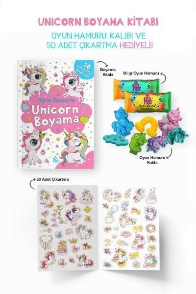 Unicorn Boyama Kitabı Oyun Hamurlu (3 Yaş+)