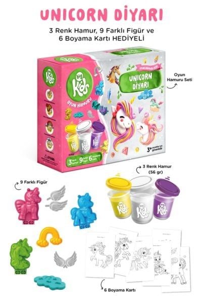 Unicorn Diyarı Oyun Hamuru Seti 18 Parça 362 Gr