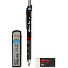 Rotring Tikky Okul Seti 0.7 mm Kahverengi Versatil Kalem + Silgi + Uç