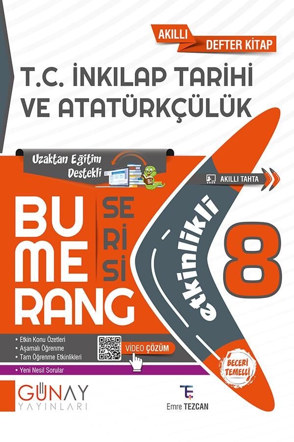 Günay 8. Sınıf Bumerang T.C. İnkılap Tarihi ve Atatürkçülük Etkinlikli Akıllı Kitap