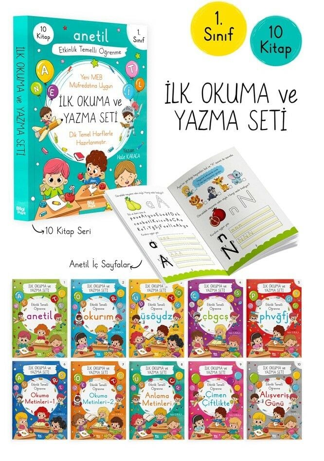 Bilgipark 1. Sınıf İlk Okuma ve Yazma Seti Etkinlik Temelli Öğrenme ANETİL 10 Kitap
