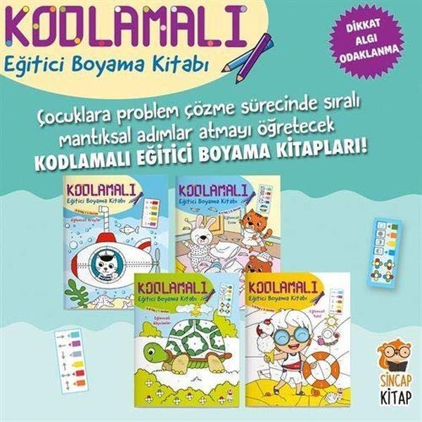 Kodlamalı Eğitici Boyama Kitabı 4 6 Yaş 4 Kitap Takım KOLEKTİF