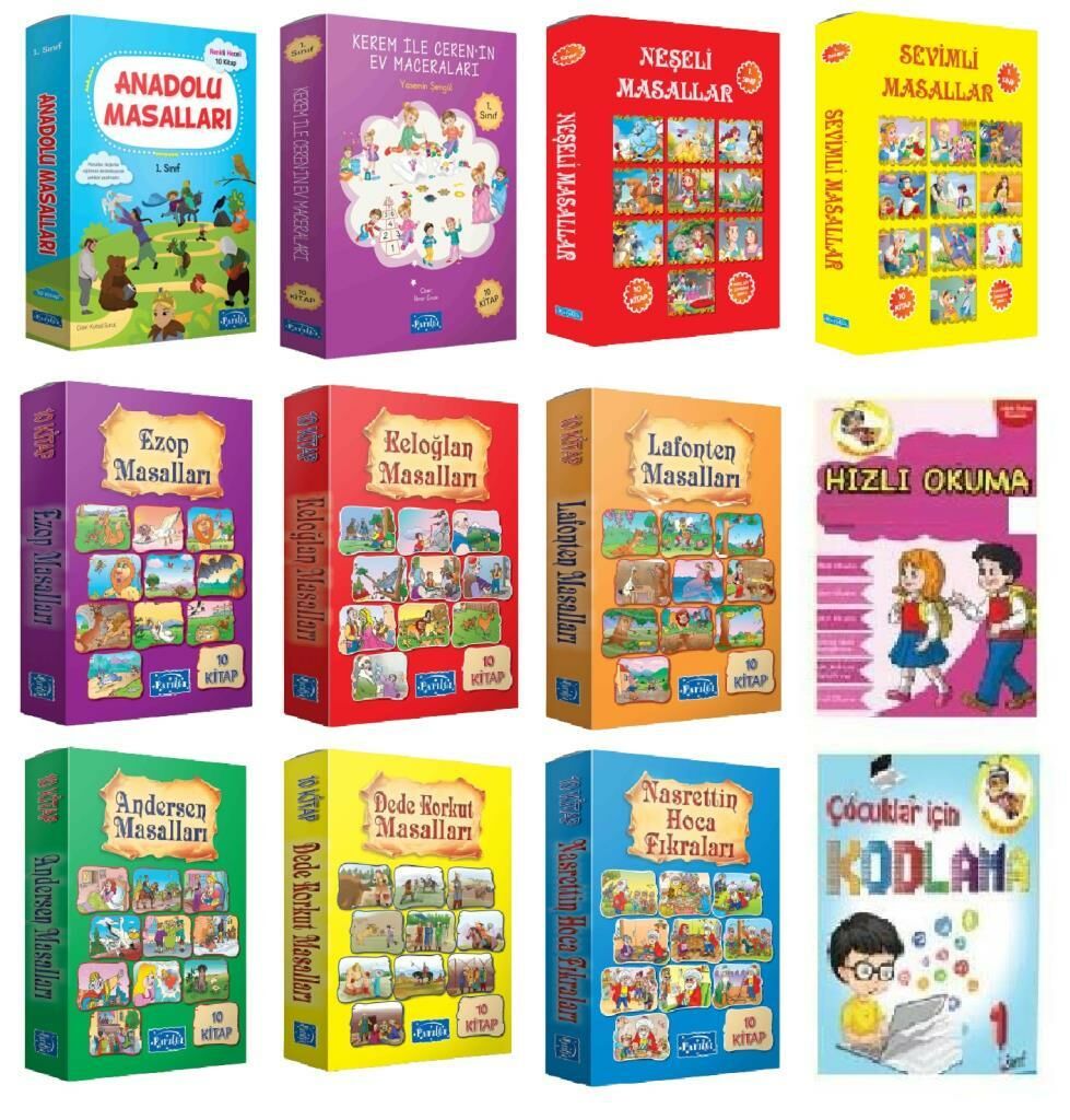 Parıltı 1. Sınıf Hikaye Seti 10 Kutu 100 Kitap Set + Hızlı Okuma + Kodlama