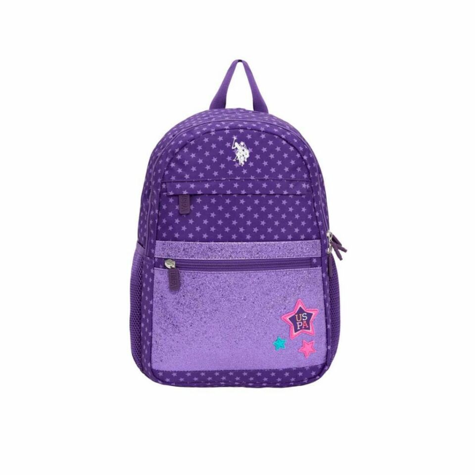 U.S. Polo Mor Simli Yıldız Desenli Okul Çantası