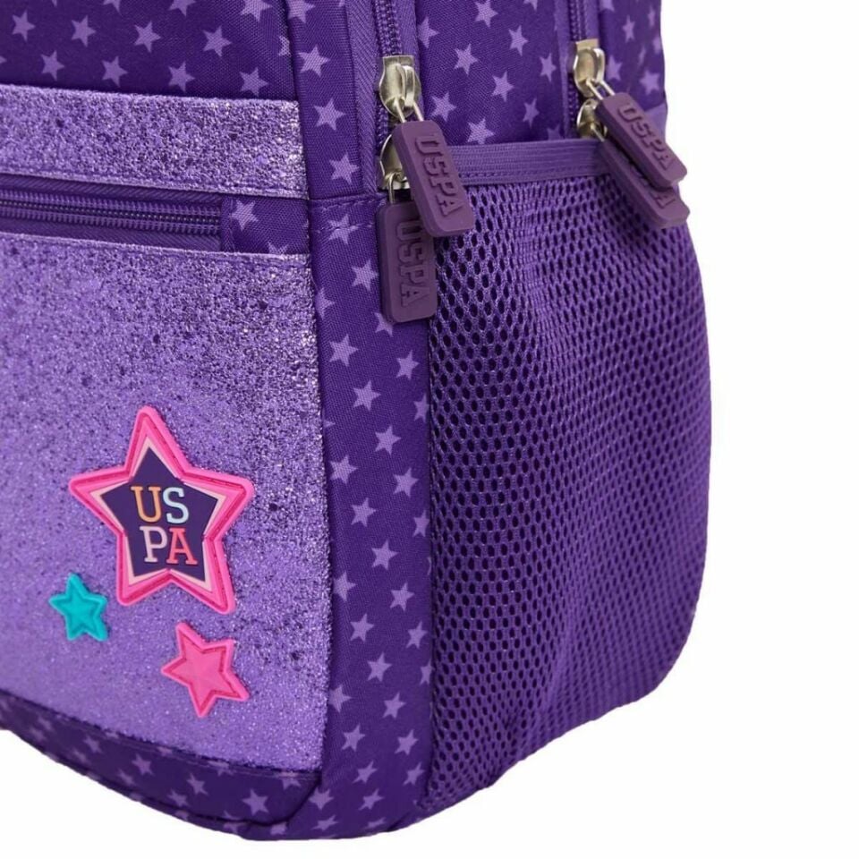 U.S. Polo Mor Simli Yıldız Desenli Okul Çantası