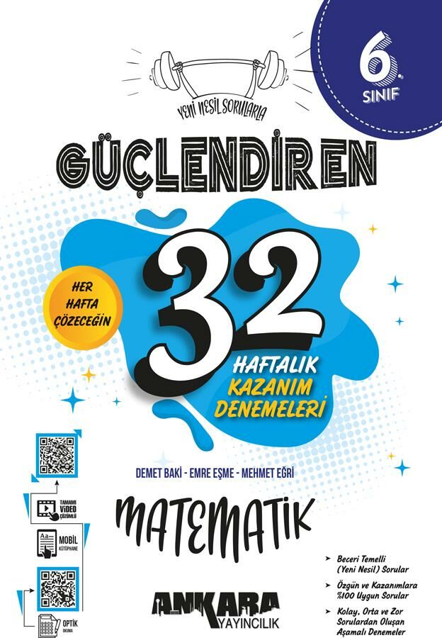 Ankara 6. Sınıf Matematik Güçlendiren 32 Haftalık Kazanım Denemeleri