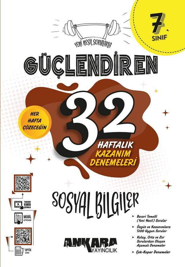Ankara 7. Sınıf Sosyal Bilgiler Güçlendiren 32 Haftalık Kazanım Denemeleri