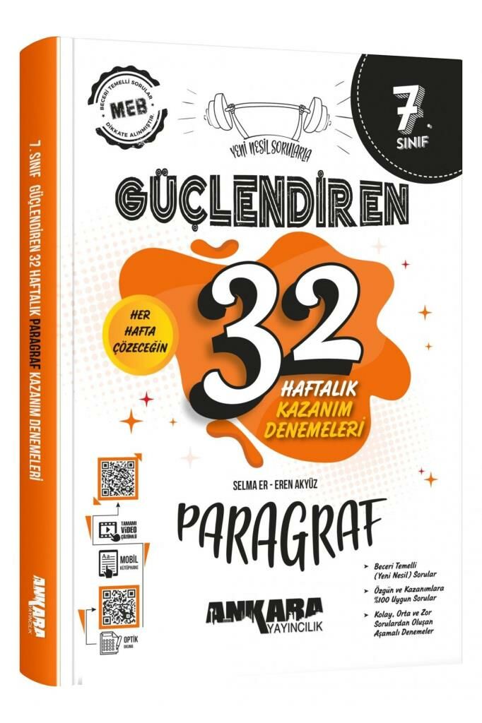 Ankara 7. Sınıf Güçlendiren 32 Haftalık Paragraf Kazanım Denemeleri