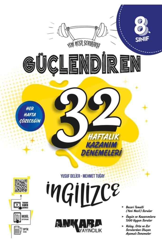 Ankara 8. Sınıf İngilizce Güçlendiren 32 Haftalık Deneme