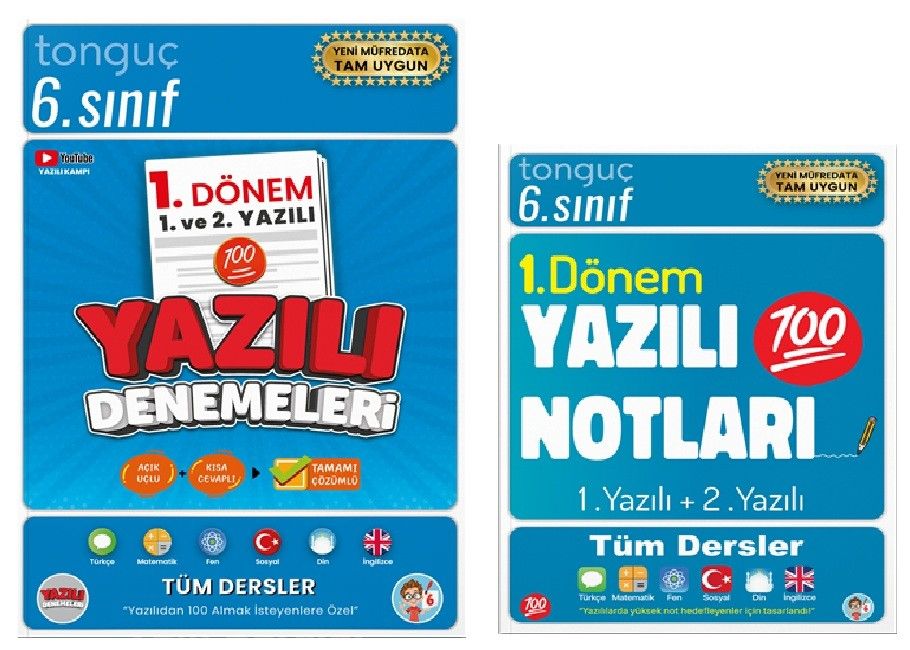 Tonguç 6. Sınıf Yazılı Notları + Yazılı Denemeleri 1. Dönem 1 ve 2. Yazılı (2 Kitap)