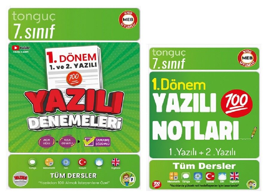 Tonguç 7. Sınıf Yazılı Notları + Yazılı Denemeleri 1. Dönem 1 ve 2. Yazılı (2 Kitap)