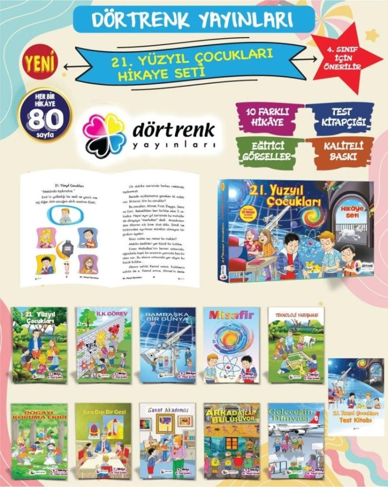 Dörtrenk 4. Sınıf 21. Yüzyıl Çocukları Hikaye Seti (10 Kitap)