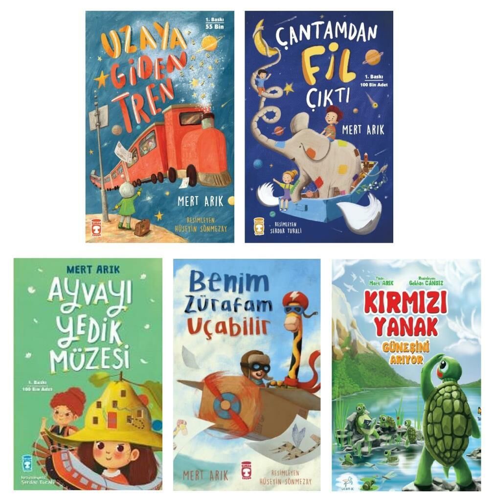 Mert Arık Seti 5 Kitap (Çantamdan Fil Çıktı + Uzaya Giden Tren + Benim Zürafam Uçabilir + Ayvayı Yedik Müzesi + Kırmızı Yanak Güneşini Arıyor)