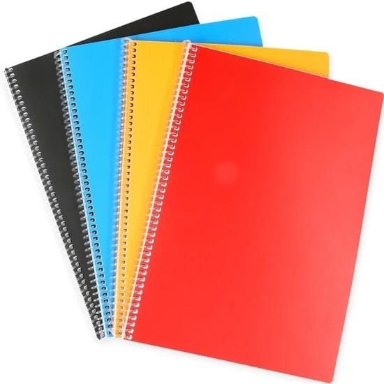 A4  120 Yaprak PP Kapak Spralli Kareli Defter (1Adet)