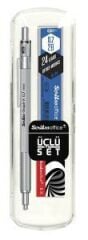 Graph-x 3'lü Set Saten Gri Versatil Kalem 0.7mm + Silgi + Min