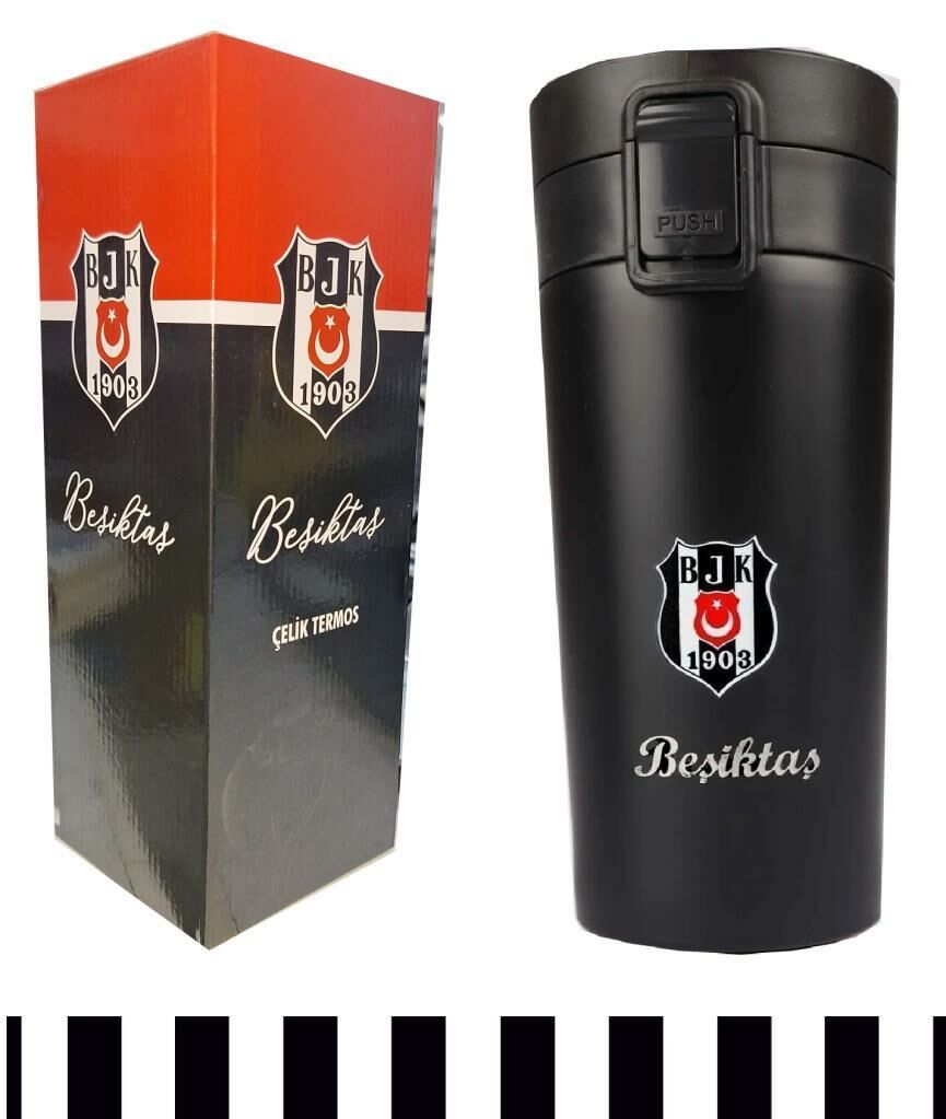 Beşiktaş Orjinal Lisanslı Çelik Termos Kilitli Mug 400 ml (Siyah)