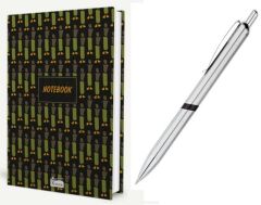 Bez Ciltli Çizgili Defter Karmadesen + Mikro Tükenmez Kalem 2 li Set